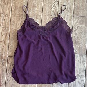 Chic Lace Trim Purple Cami Top